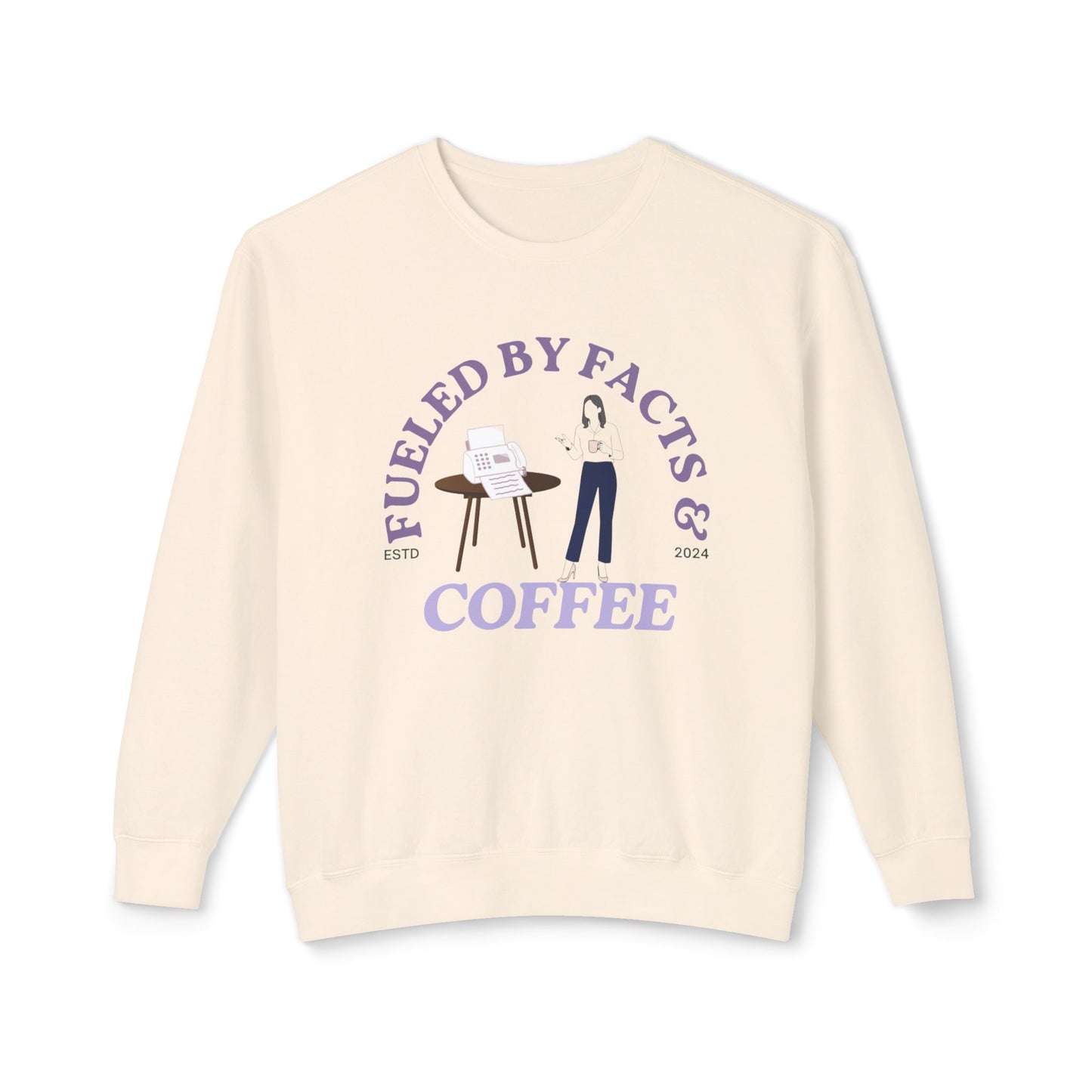 Fueled by Facts & Coffee Lightweight Crewneck Sweatshirt