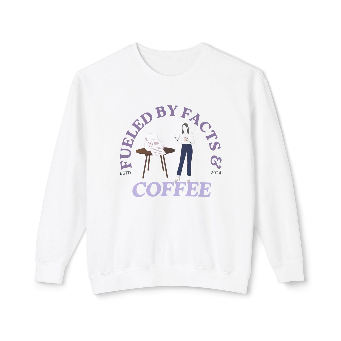 Fueled by Facts & Coffee Lightweight Crewneck Sweatshirt