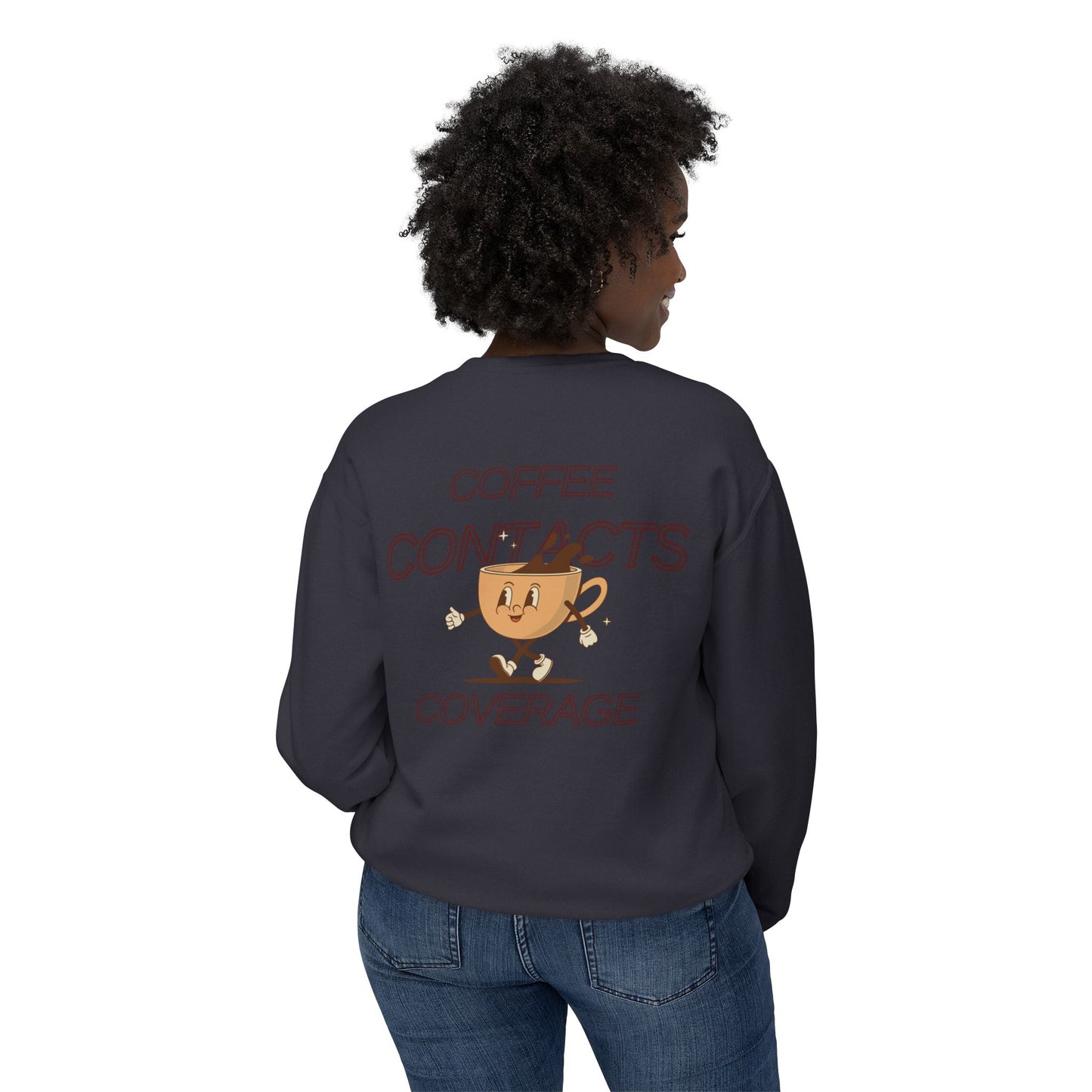 Coffee, Contacts & Coverage Lightweight Crewneck Sweatshirt