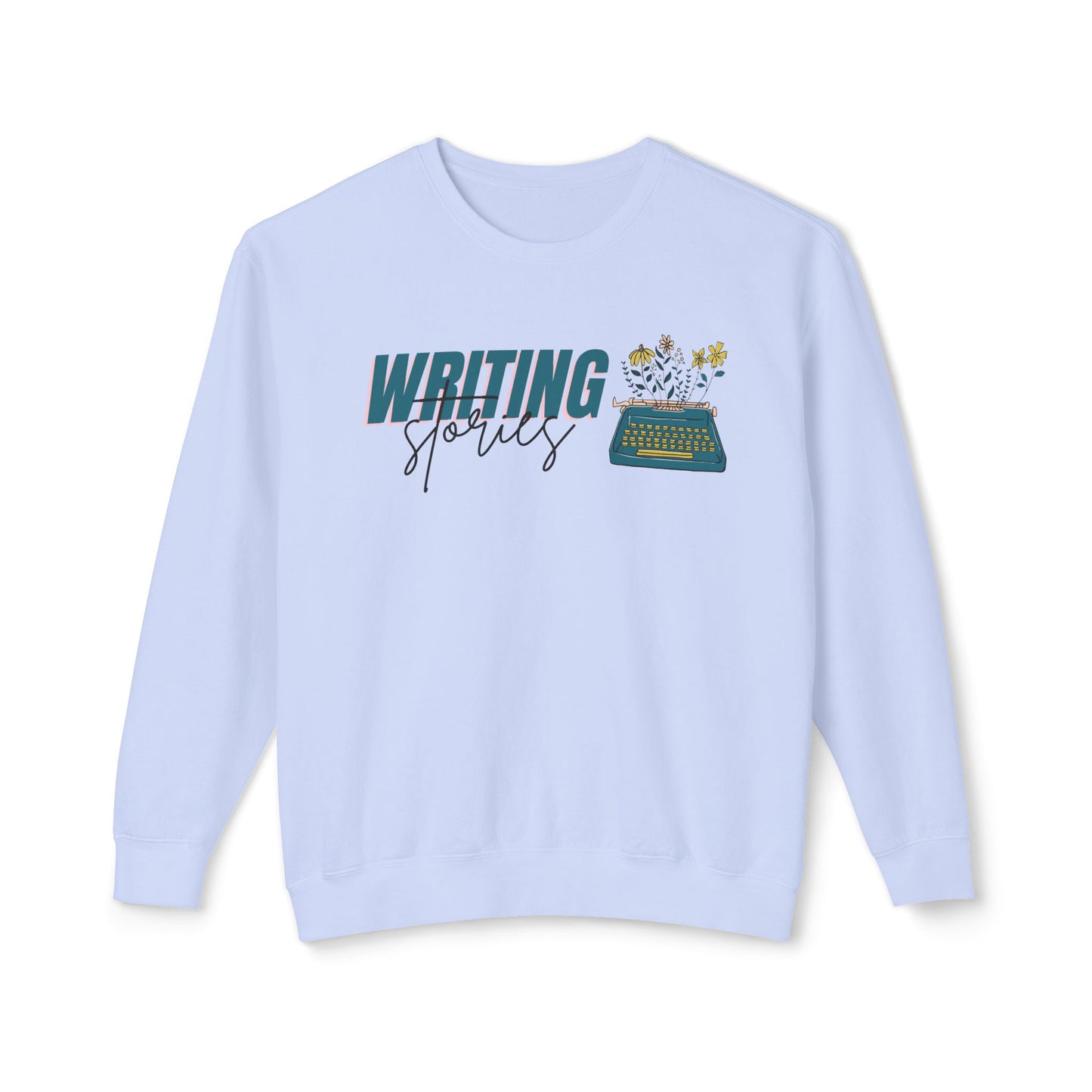 Writing Stories Pullover Unisex Lightweight Crewneck Sweatshirt