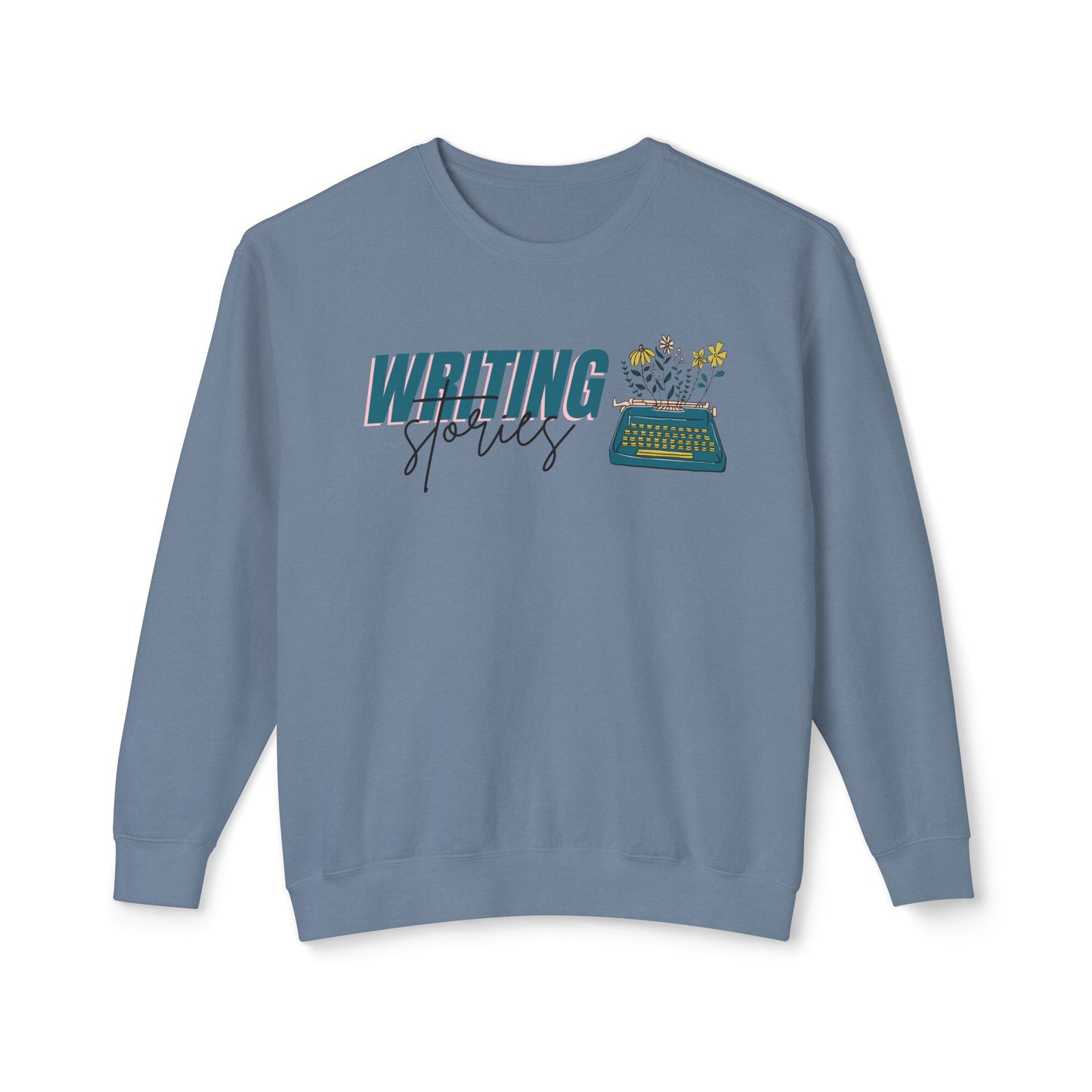 Writing Stories Pullover Unisex Lightweight Crewneck Sweatshirt