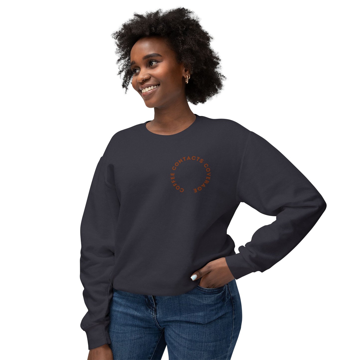 Coffee, Contacts & Coverage Lightweight Crewneck Sweatshirt