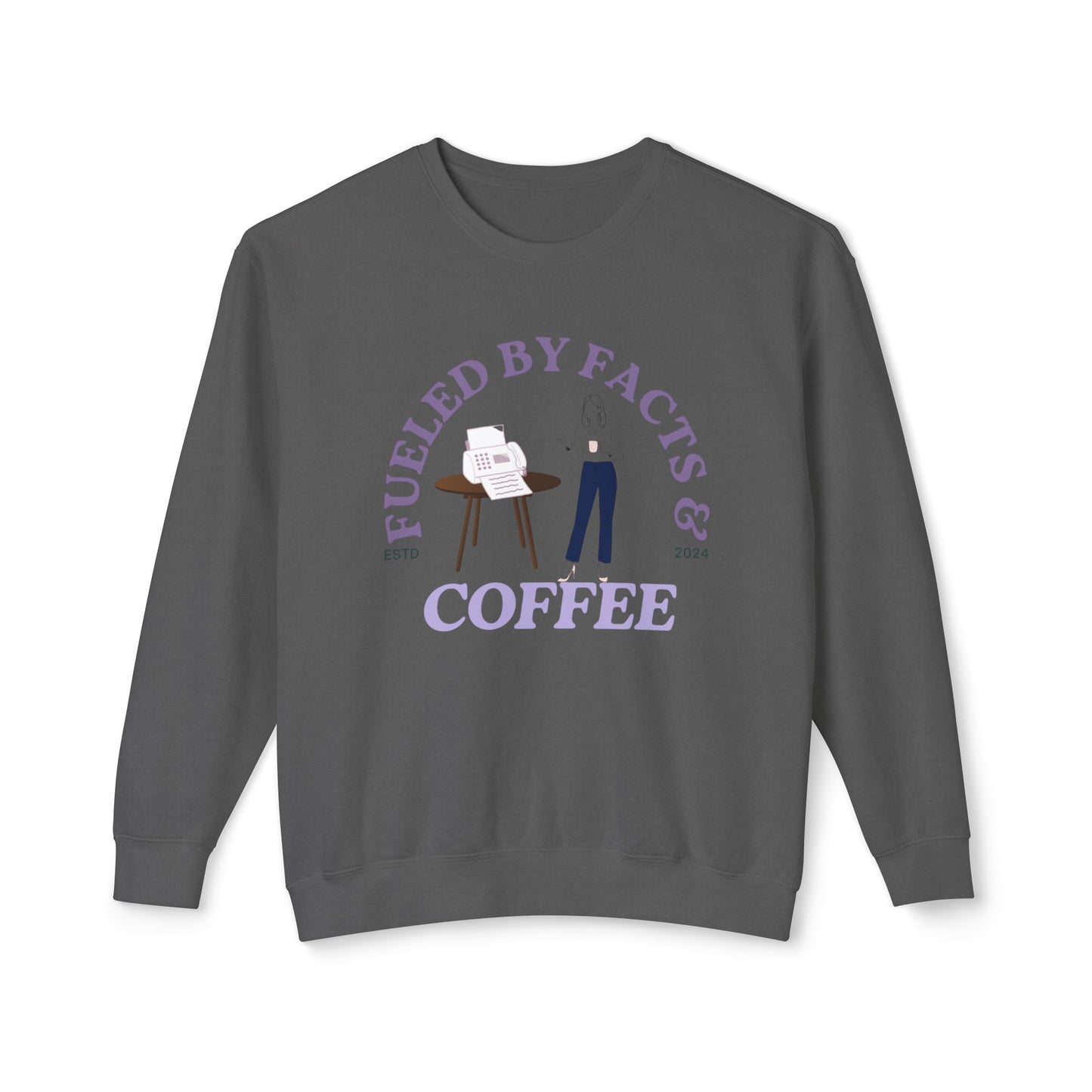 Fueled by Facts & Coffee Lightweight Crewneck Sweatshirt