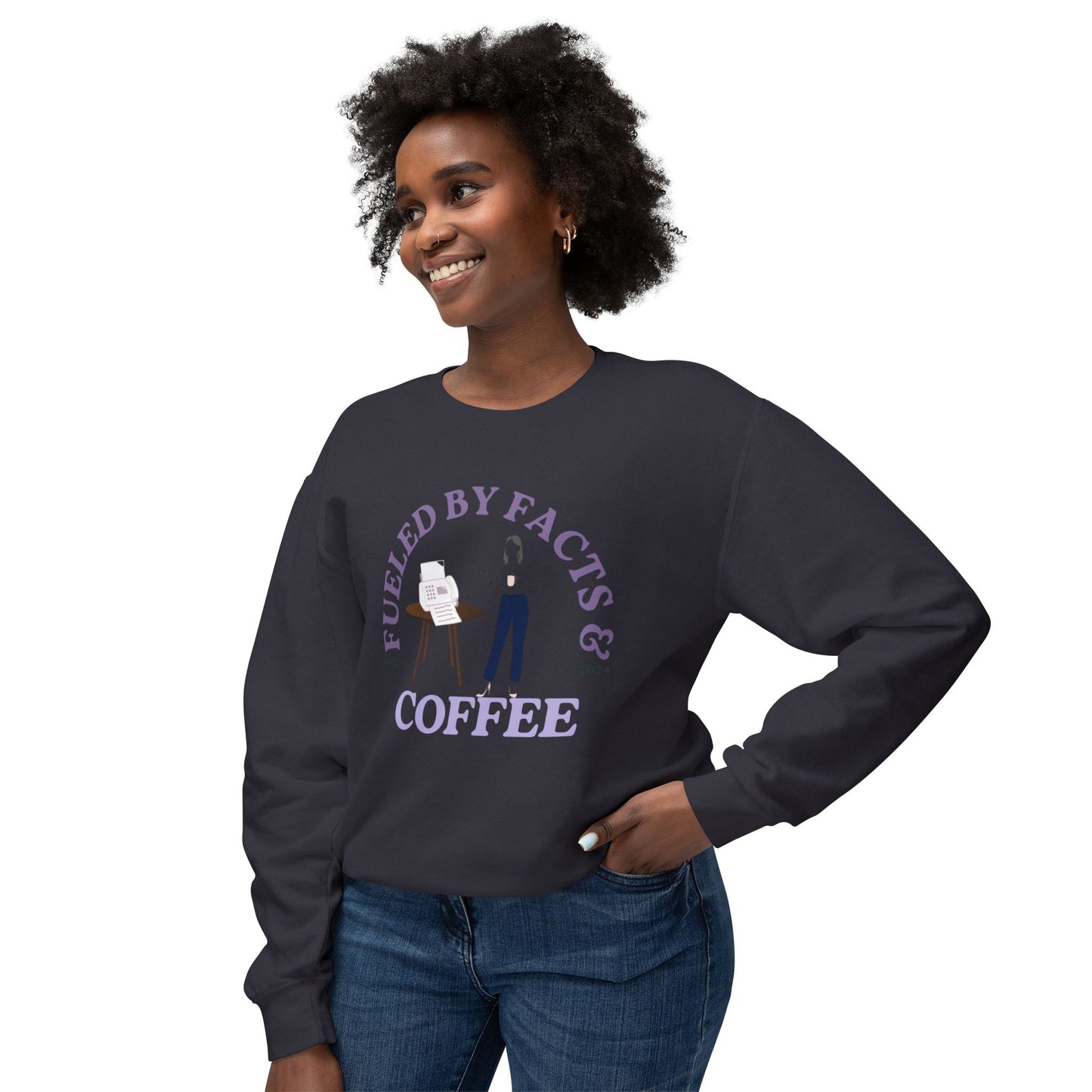 Fueled by Facts & Coffee Lightweight Crewneck Sweatshirt