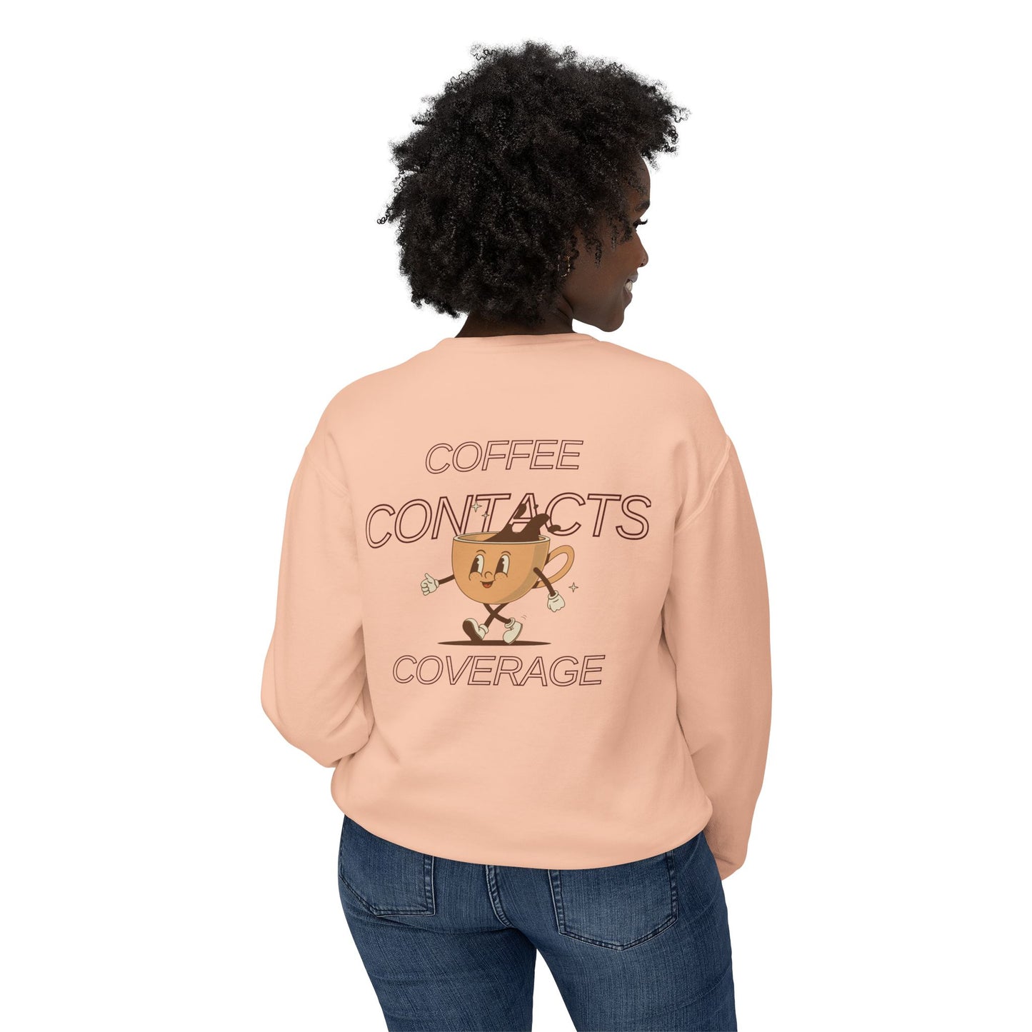 Coffee, Contacts & Coverage Lightweight Crewneck Sweatshirt