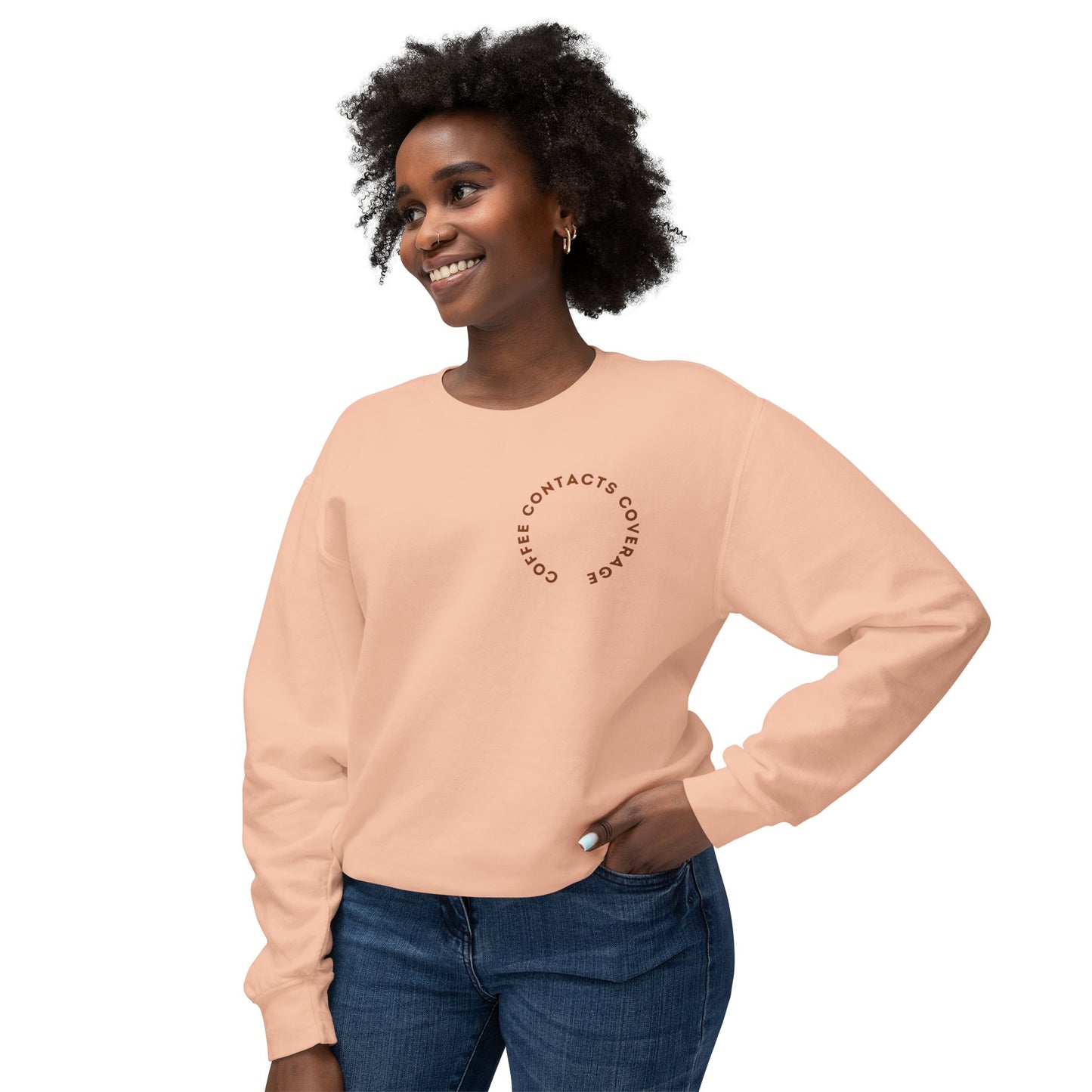 Coffee, Contacts & Coverage Lightweight Crewneck Sweatshirt