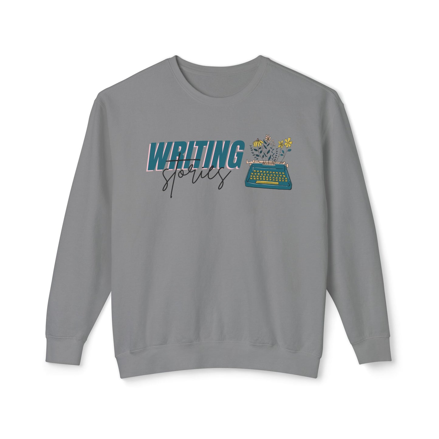 Writing Stories Pullover Unisex Lightweight Crewneck Sweatshirt