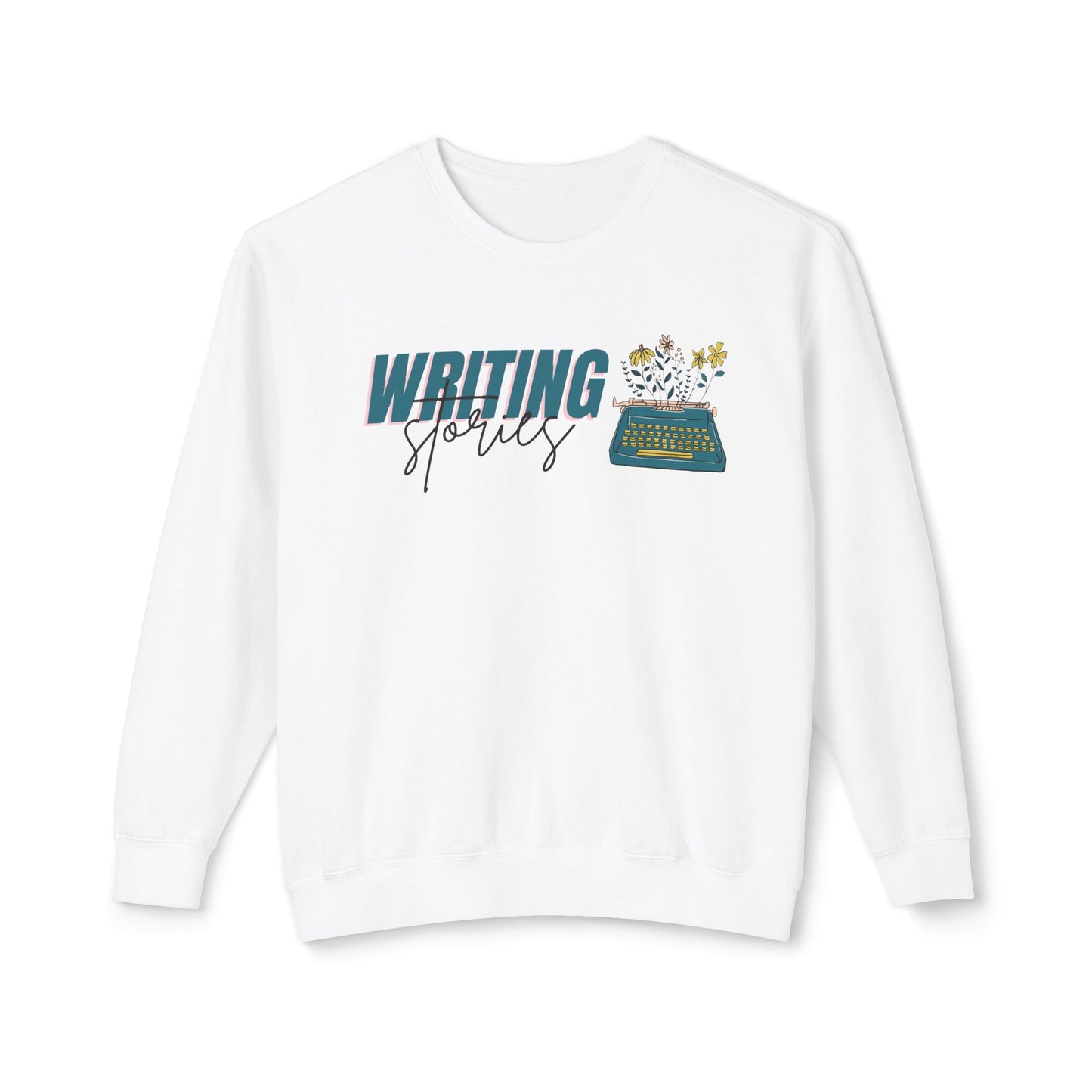 Writing Stories Pullover Unisex Lightweight Crewneck Sweatshirt