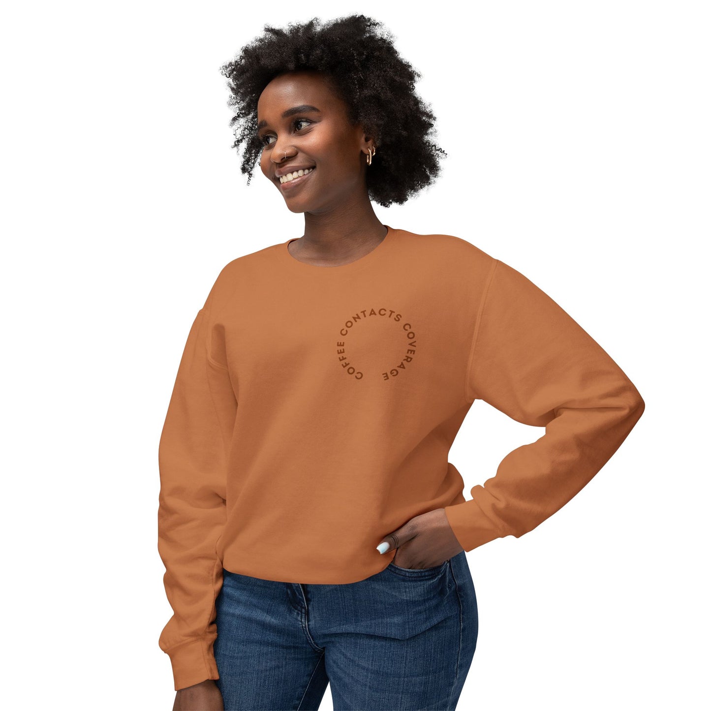 Coffee, Contacts & Coverage Lightweight Crewneck Sweatshirt